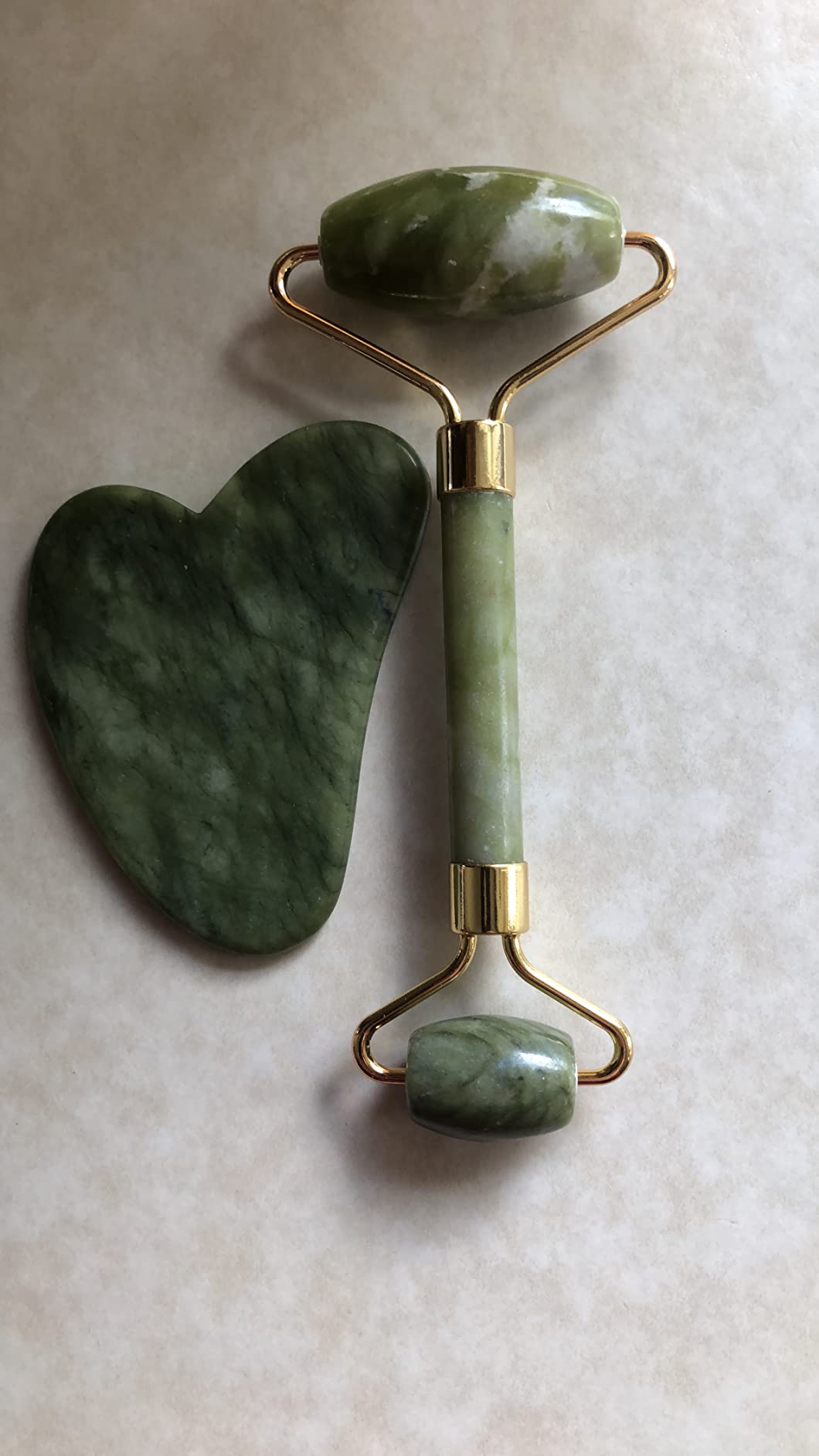 Gua Sha Facial Tools Set and Jade Roller for Face - 100% Real Natural Stone Beauty Massage Tool for Face, Eyes, Neck, Body - Anti-Aging Beauty Treatment customer photo 2