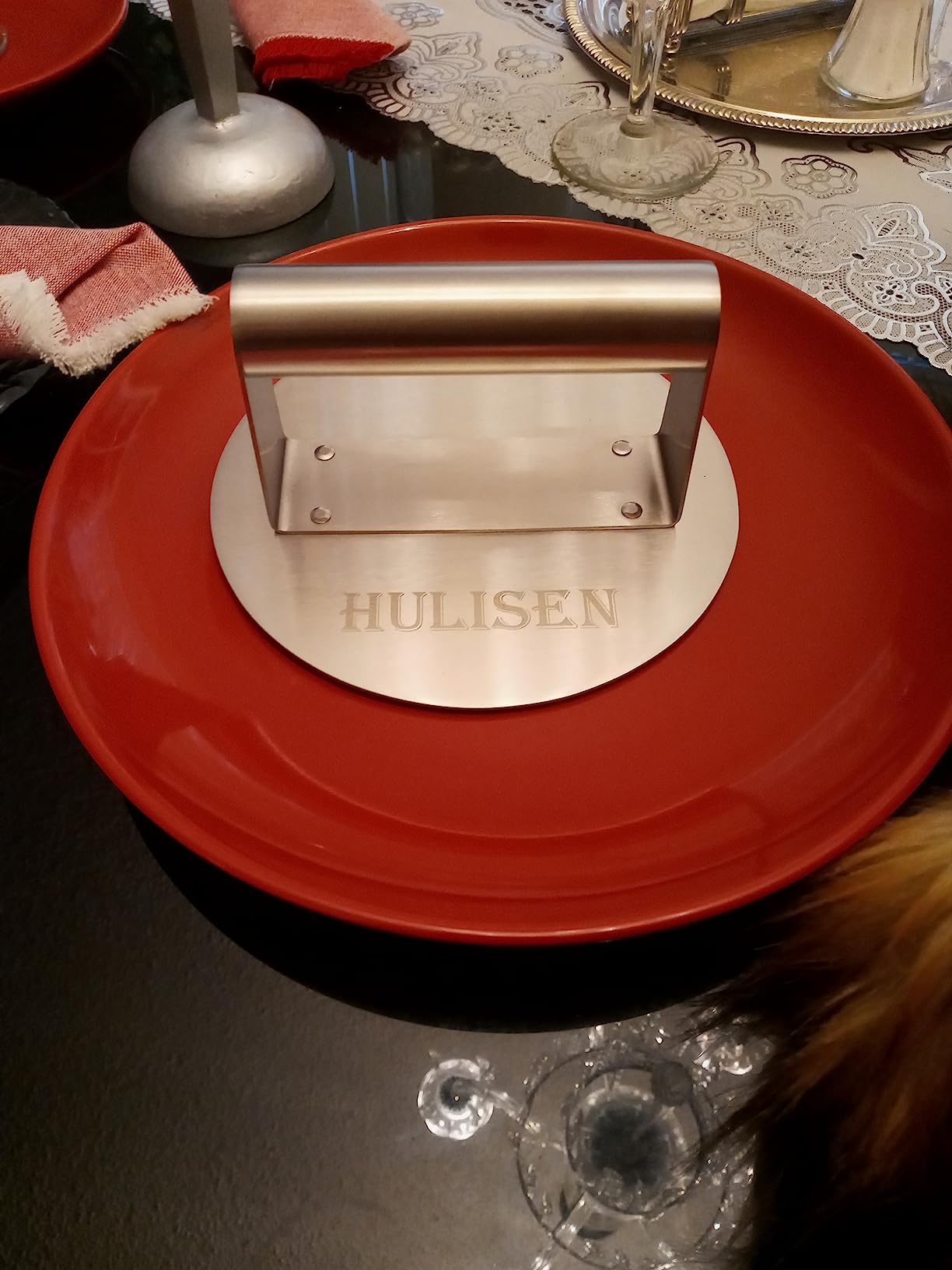 HULISEN Stainless Steel Burger Press, 6.2-Inch Round Burger Smasher customer photo 2
