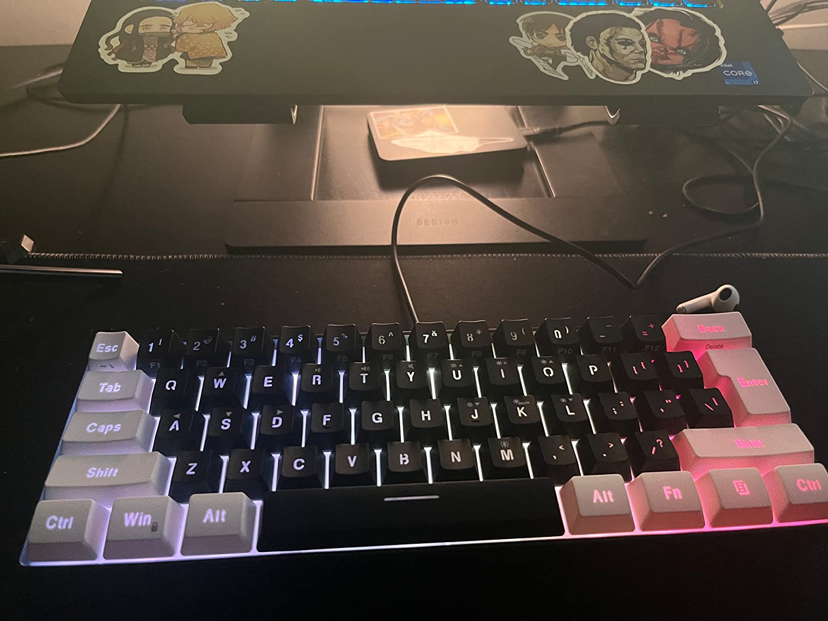 Snpurdiri 60% Wired Gaming Keyboard, Small RGB Backlit Membrane Gaming Keyboard, Ultra-Compact Mini Waterproof Keyboard for PC Computer Gamer White and Black customer photo 2