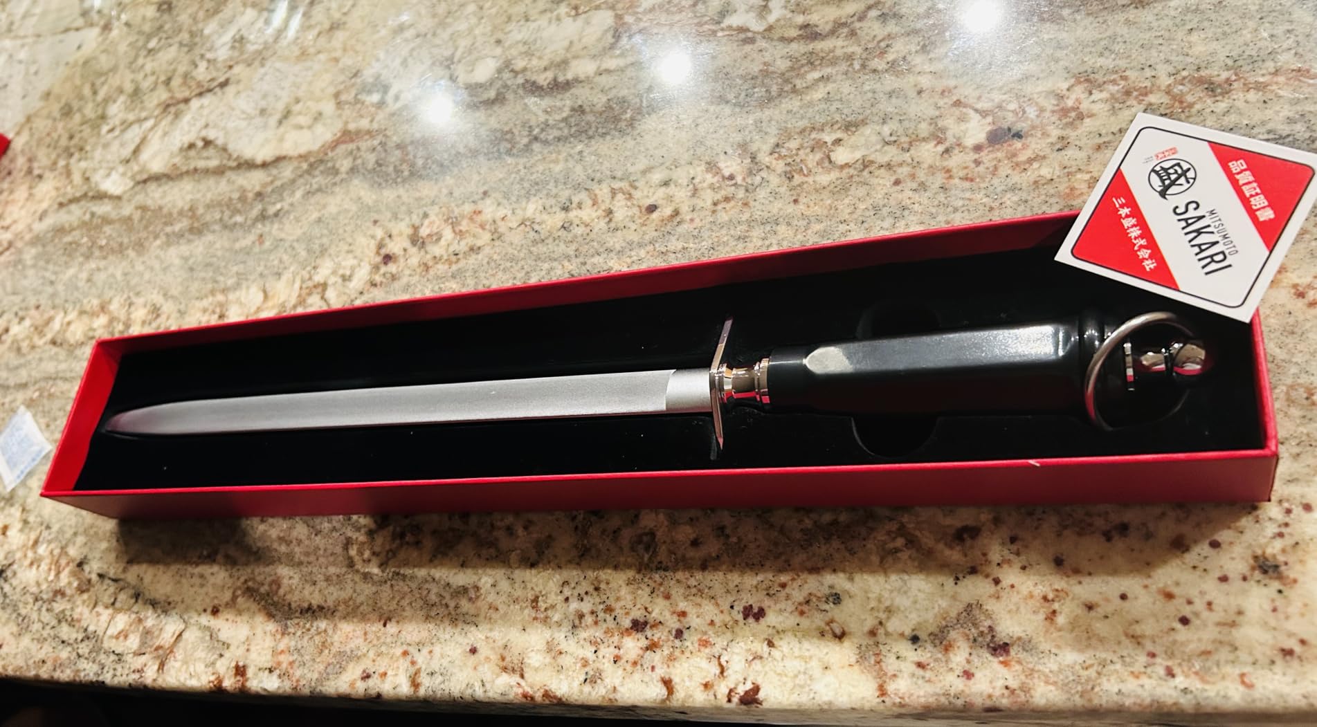 MITSUMOTO SAKARI 10-Inch Flat Diamond Honing Steel Knife Sharpener customer photo 1