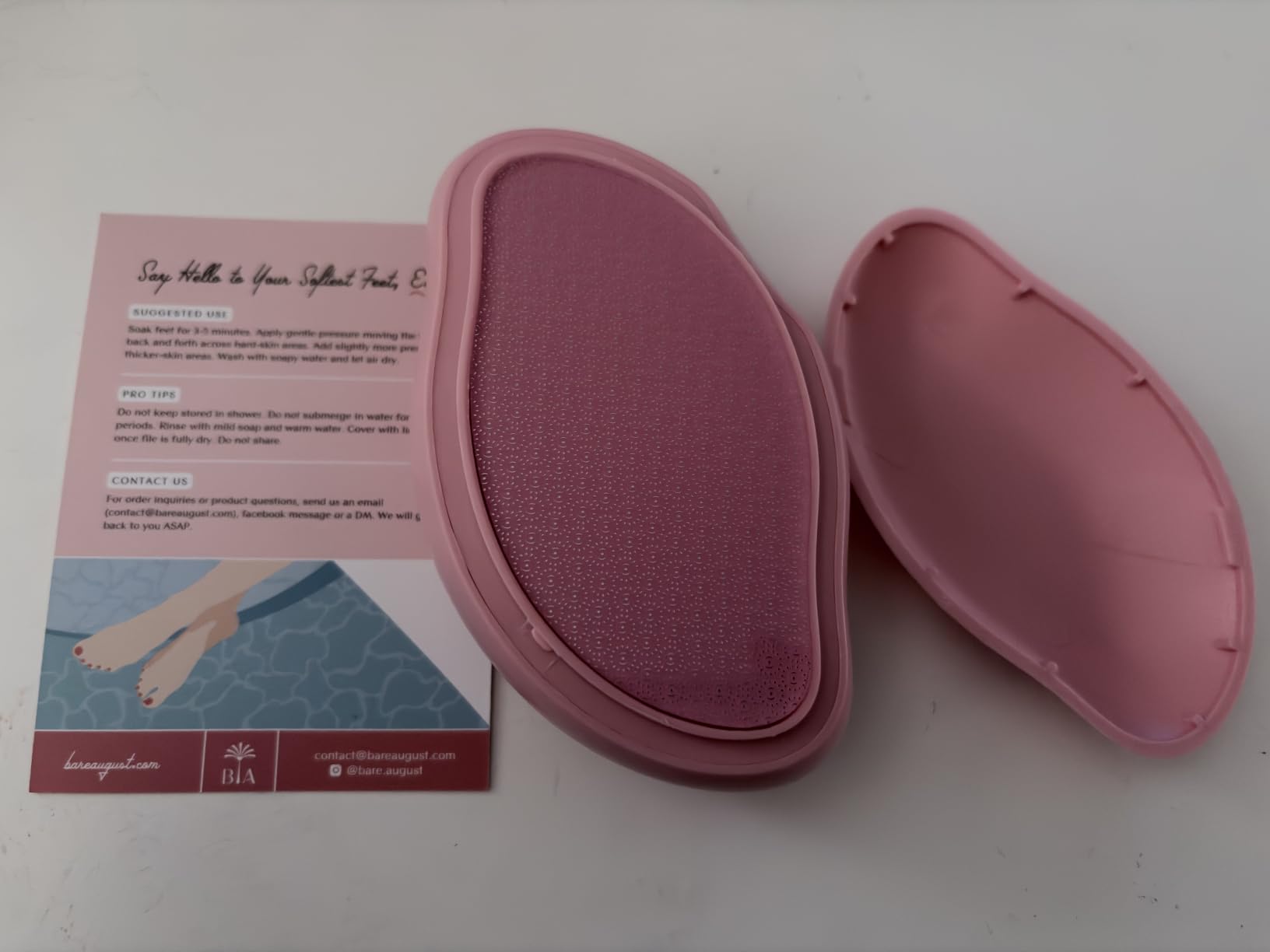 Bare August Nano Glass Foot File, Foot Callus & Dead Skin Remover, Pink customer photo 1