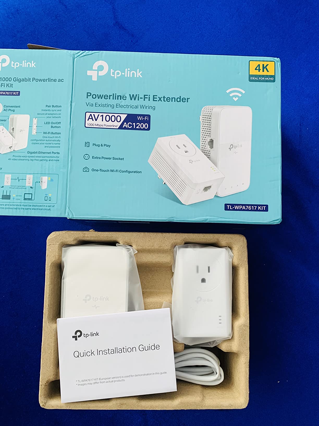 TP-Link AV1000 Powerline Ethernet Adapter WiFi Extender Kit, Passthrough customer photo 1