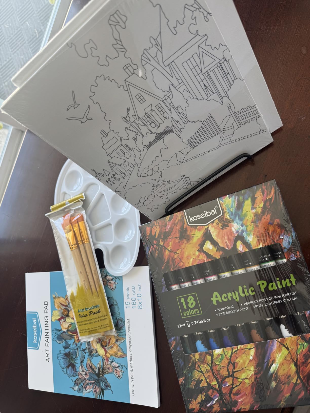 koseibal Acrylic Paint Set for Kids & Adults, Art Supplies Kit with Canvas customer photo 1