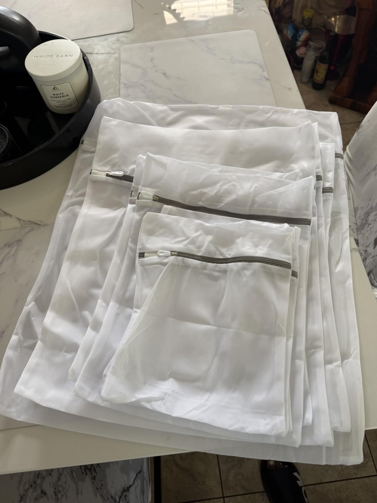 10 Pack Mesh Laundry Bags for Delicates with Non Rust Zipper- MDSXO White Laundry Bags Mesh Wash Bags, Easy Fit Bra, Sock,Lingerie,Sneaker,Baby Laundry for Washing Machine Travel Storage[1XL/3L/3M/3S] customer photo 1