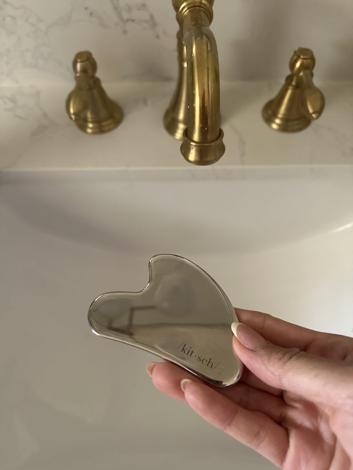 Kitsch Stainless Steel Guasha Tool for Face - Silver customer photo 2
