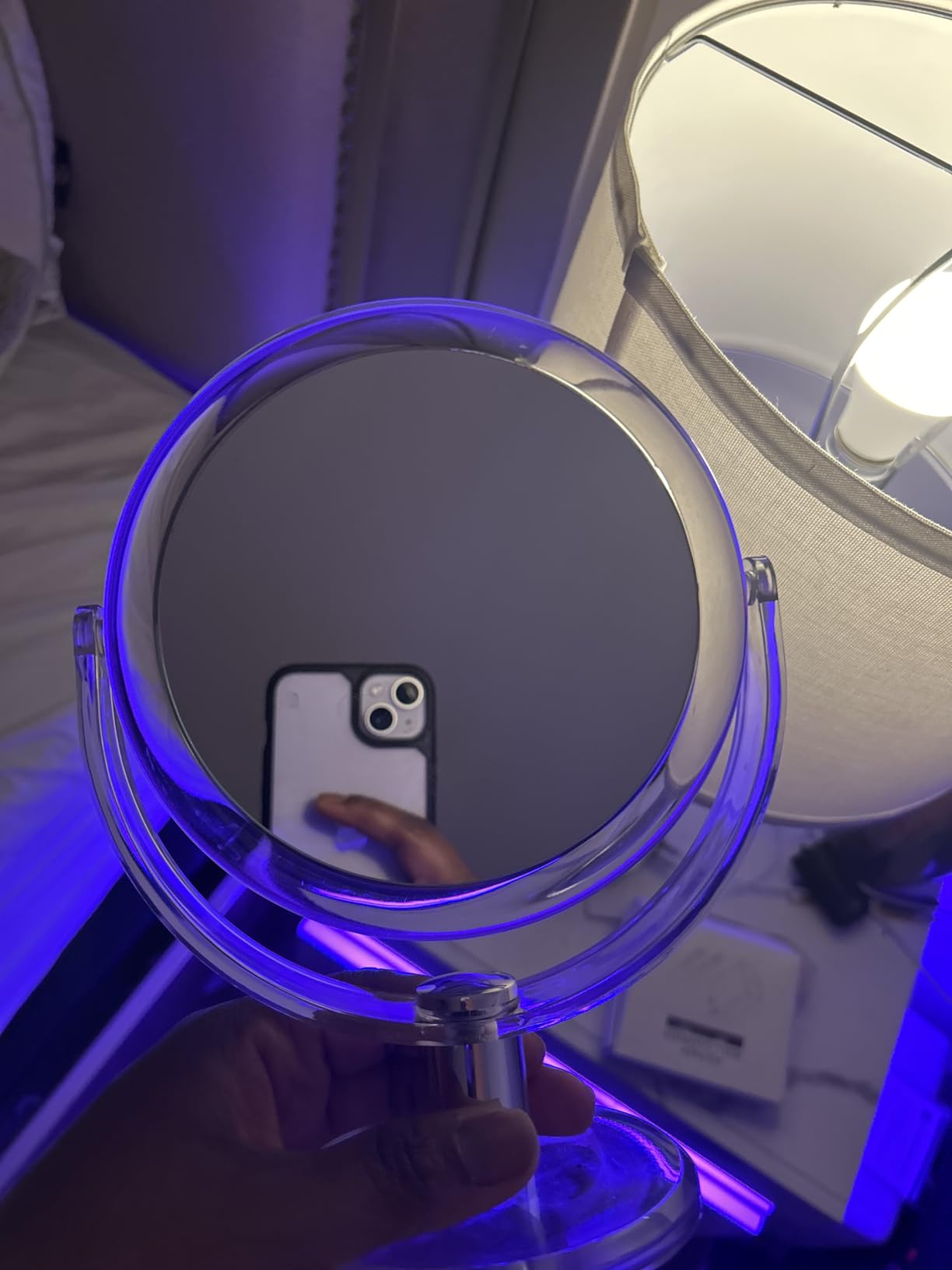 CLSEVXY Vanity Makeup Mirror with Stand, 1X/15X Magnification Double Sided 360 Degree Swivel, Portable Table Desk Counter top Magnifying Mirror, Tabletop Mirror for Bedroom or Dorm Room, 6.25 Inch customer photo 2