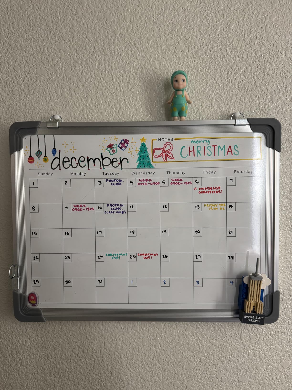 Monthly Calendar Whiteboard for Wall, Dry Erase Board with Cork Board Combo customer photo 1