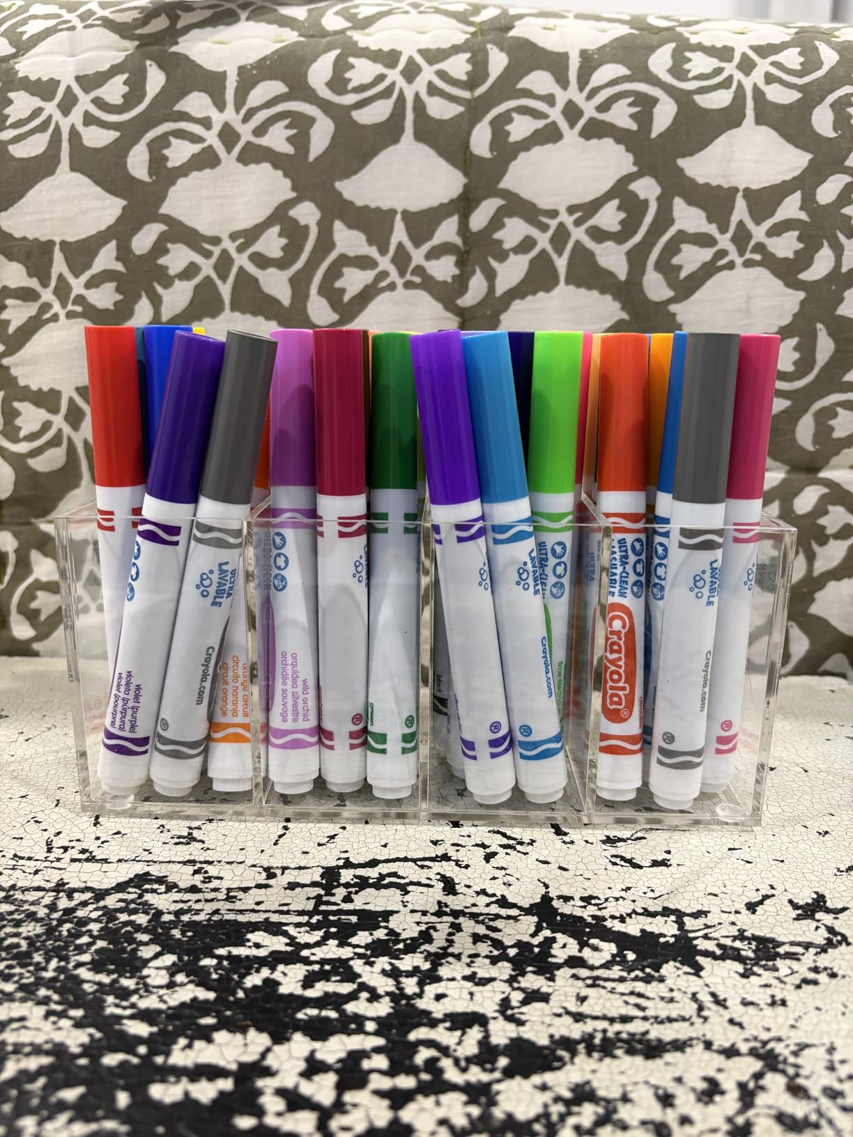 HSYMQ Acrylic Pen Holder 4 Compartments Clear Pencil Holder Organizer Makeup Brush Holder customer photo 2