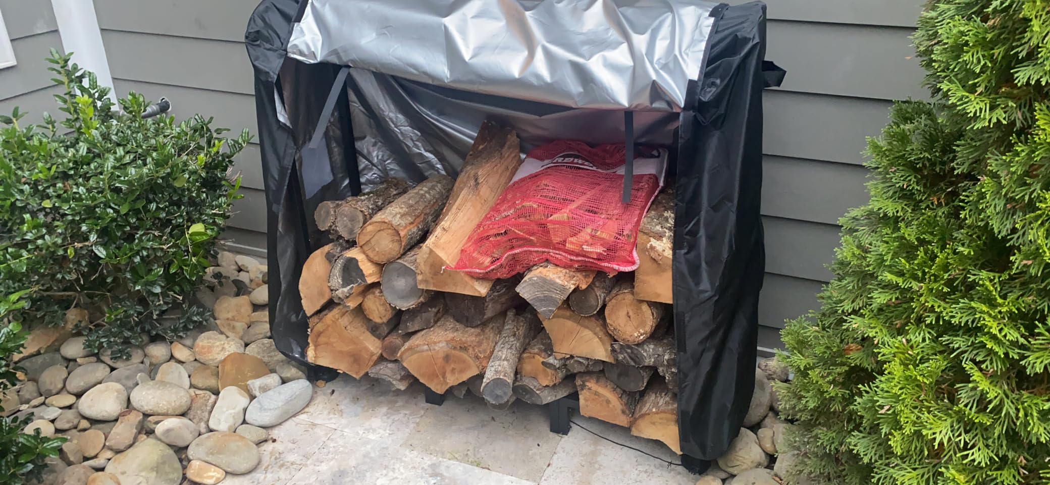 Firewood Rack Outdoor with Cover, 4FT Indoor Wood Rack for Firewood customer photo 1