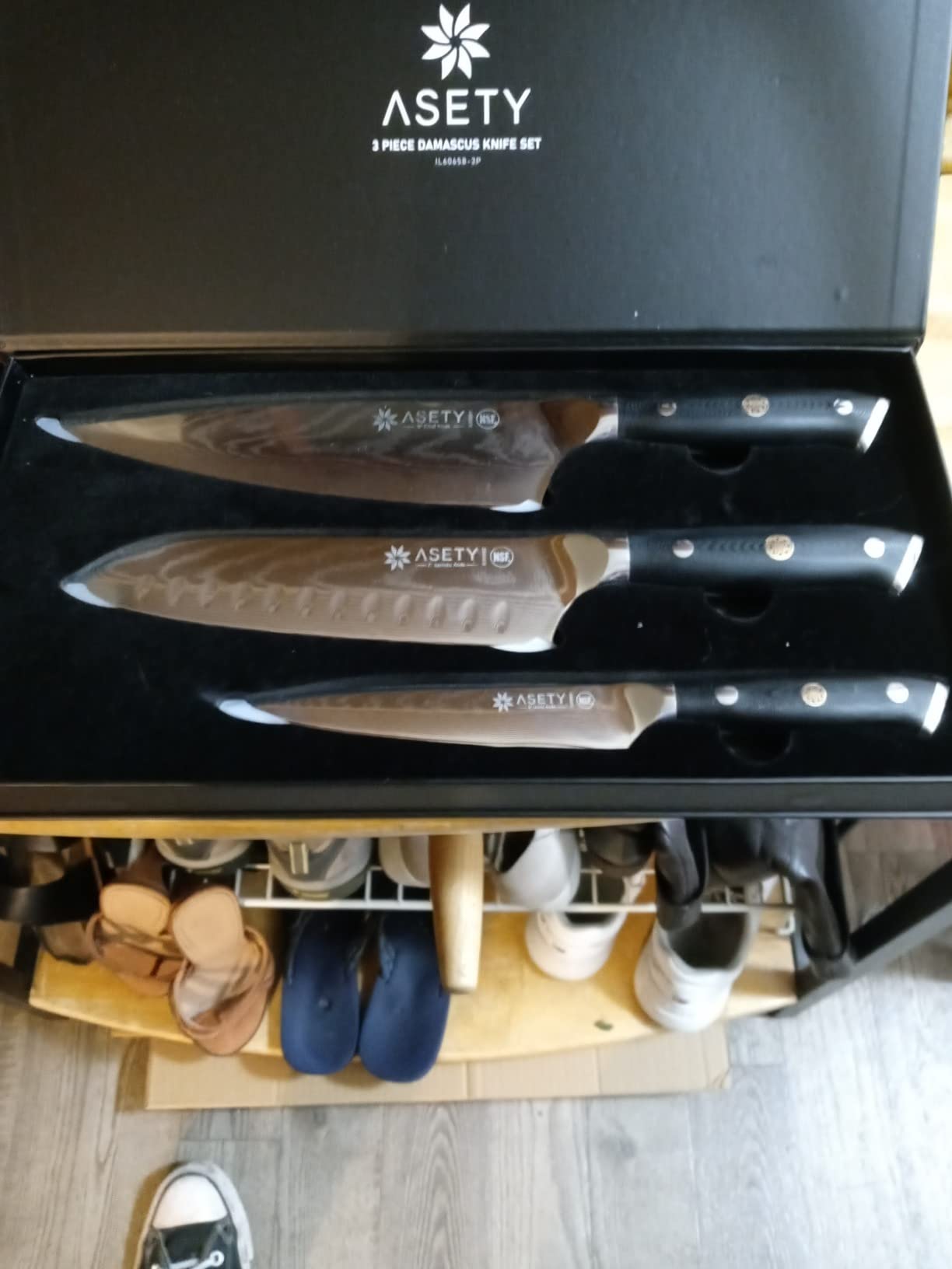 ASETY Damascus Knife Set 3 PCS, Japanese Kitchen Knives with G10 Handle customer photo 2