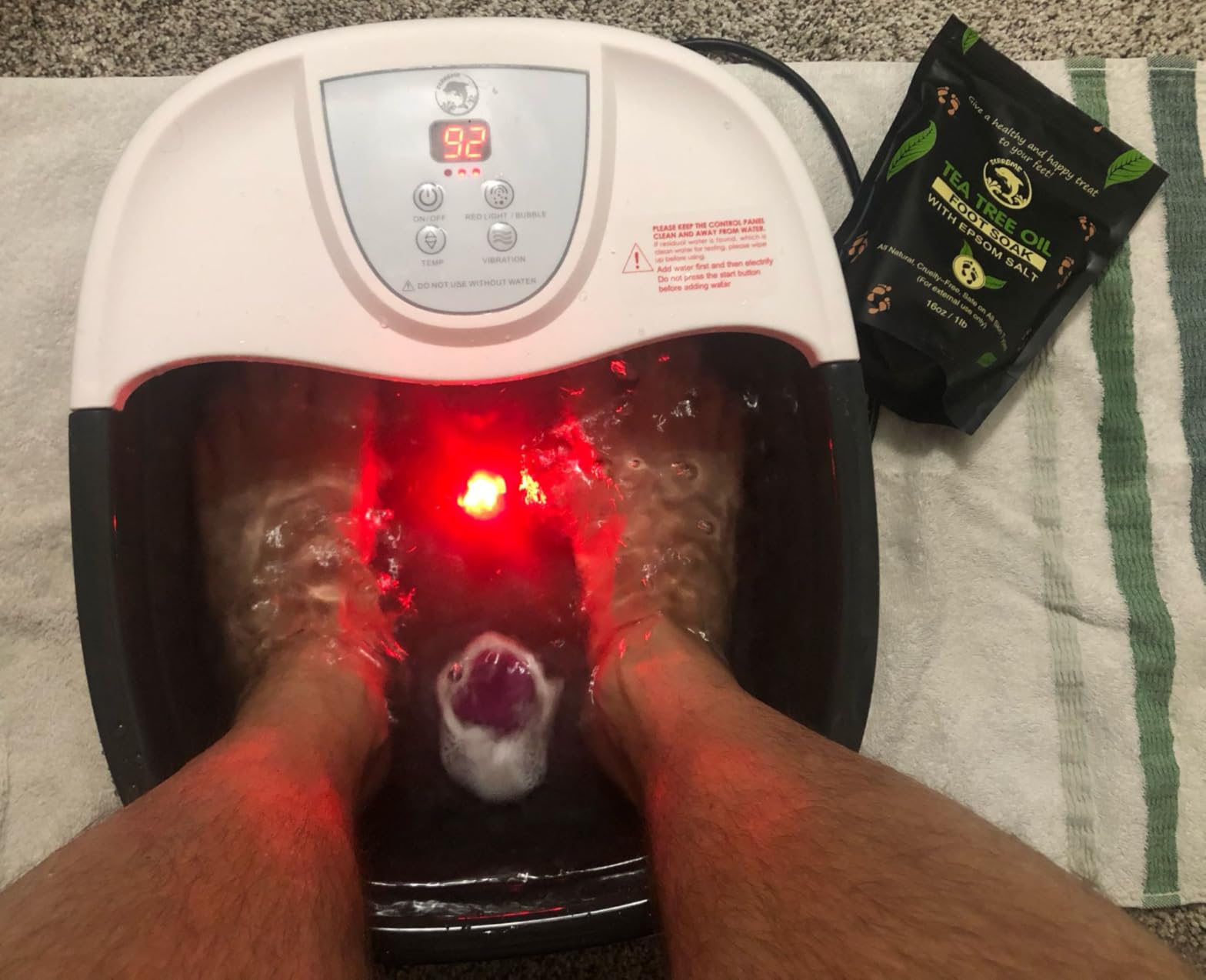 ECARBME Foot Spa Bath Massager with Heat, 22 Manual Massage Rollers, Adjustable Temperature 95–118°F, Bubbles & Vibration, Epsom Salt Included, Foot Soaking Tub for Relaxation - Grey customer photo 2