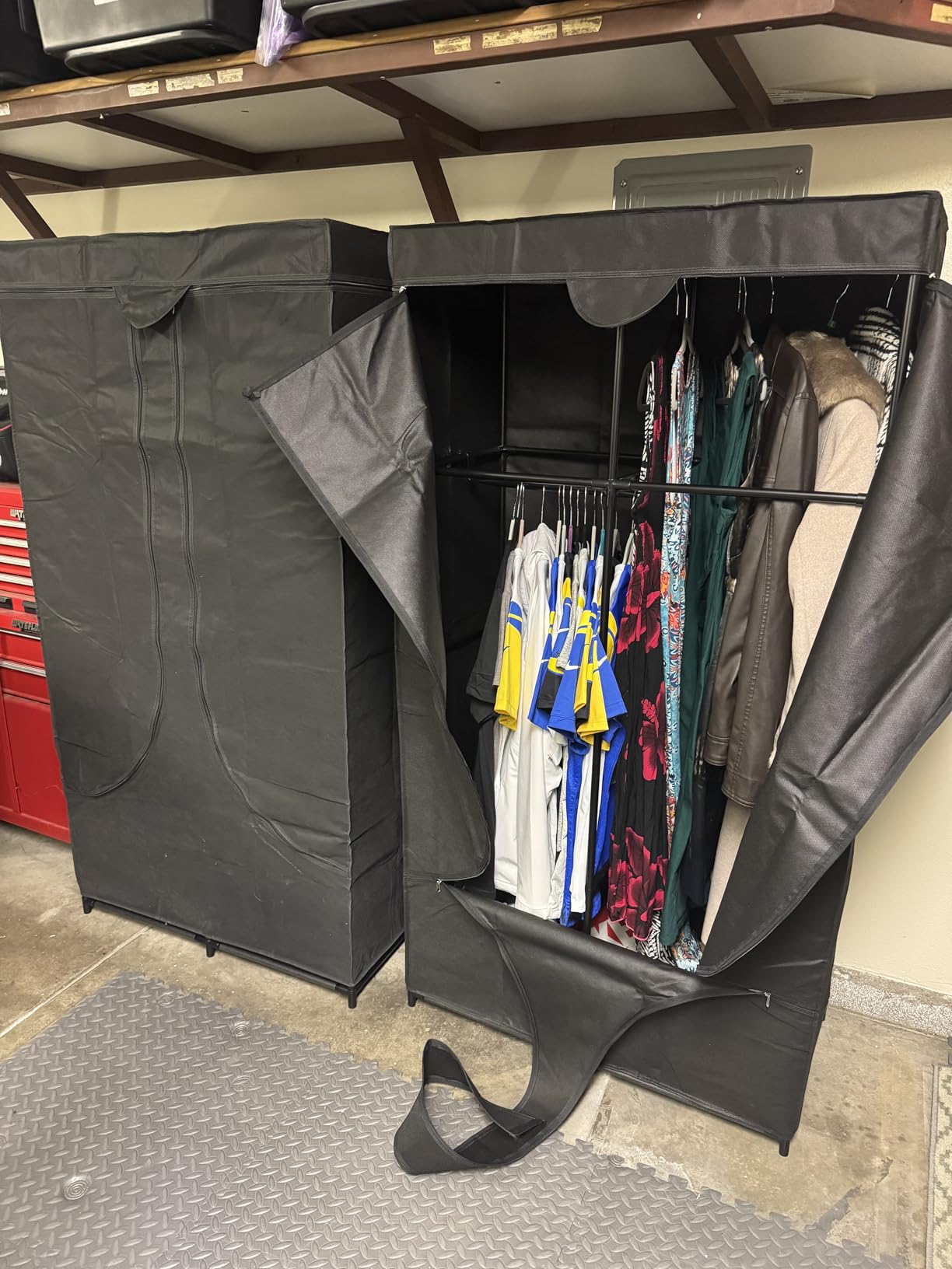 SORCEDAS Wardrobe Closet with Hanging Rods and Shelves for Clothes Storage customer photo 1