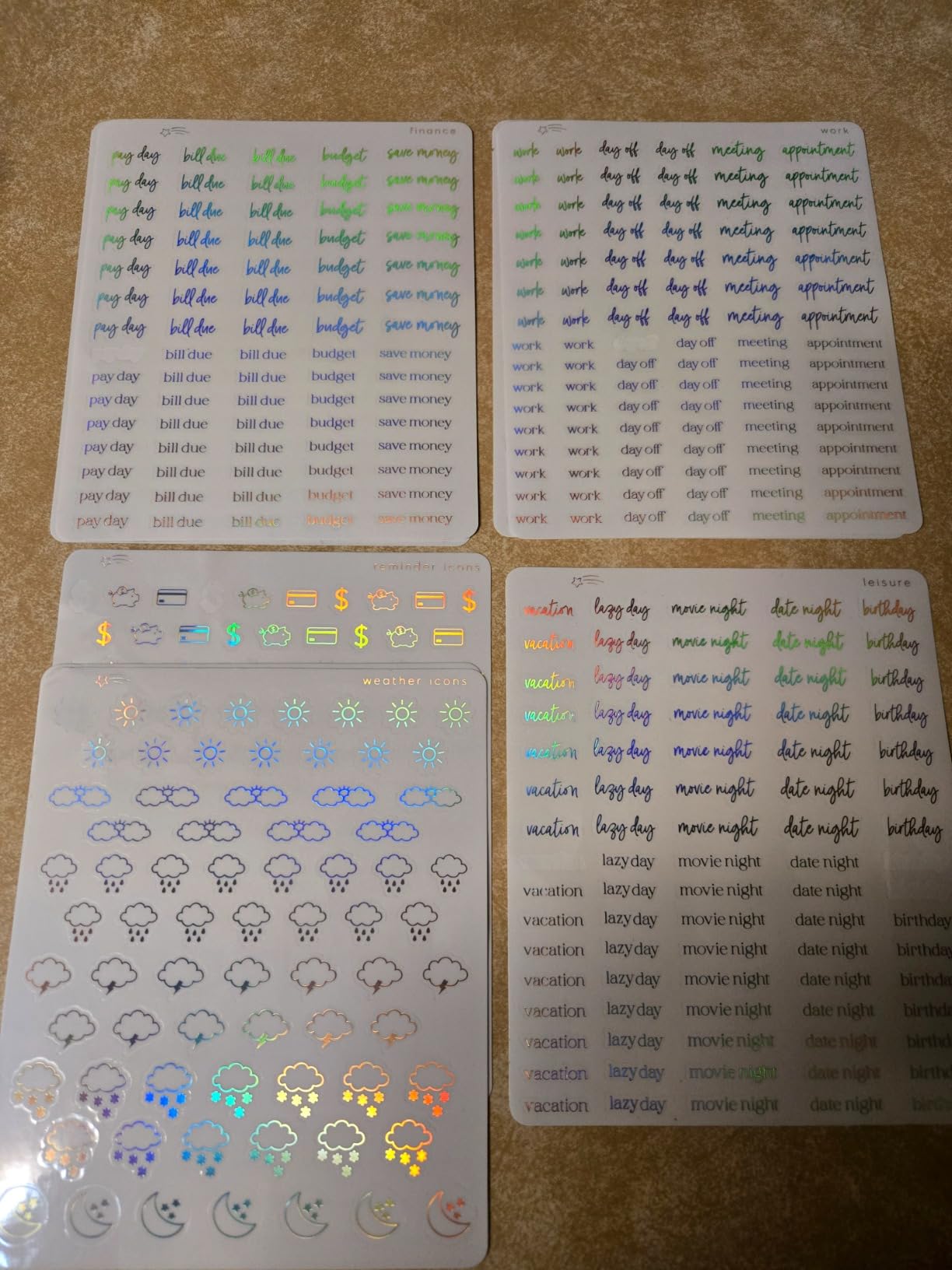 Clear Black Foil Planner Stickers, Productivity, Functional, Icons, Words, Easy-to-Read, Over 600 Stickers, Folder Included, Organize, Aesthetic, Minimal - Midnight customer photo 2