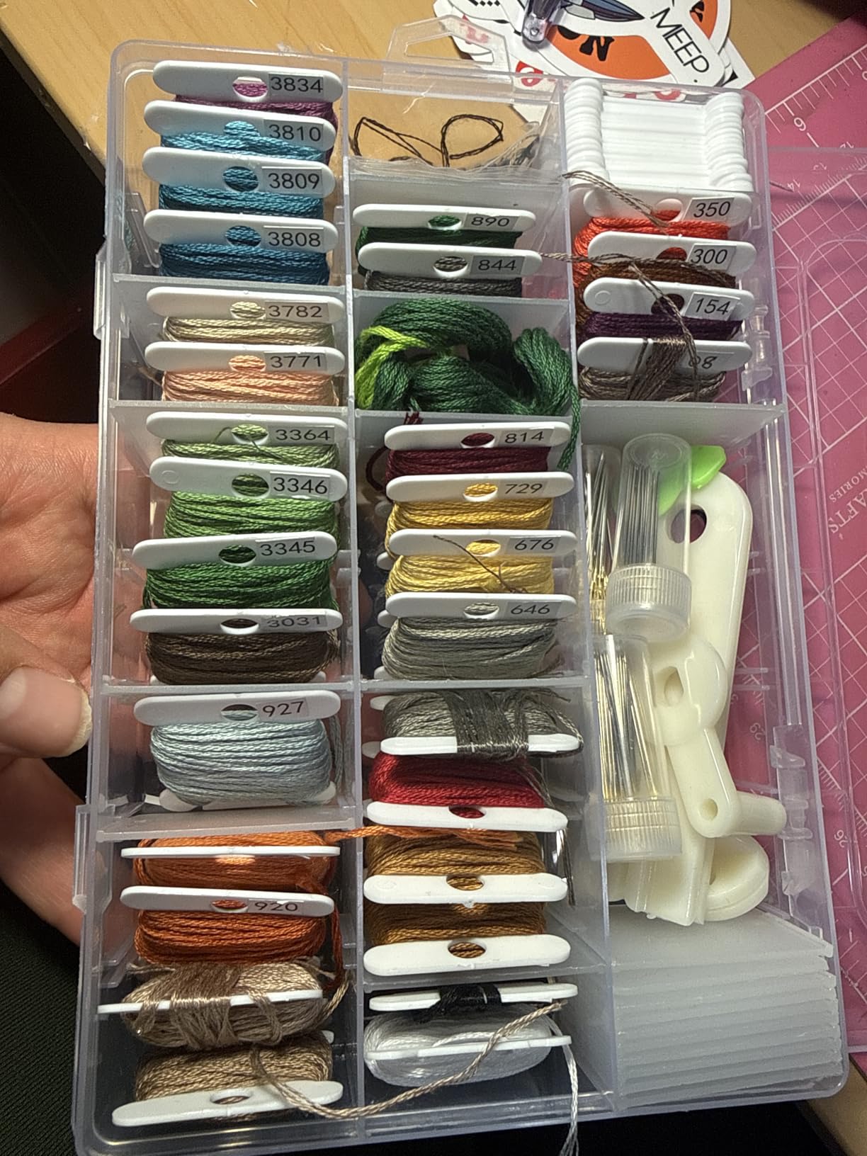 Embroidery Floss Organizer, Cross Stitch Thread Storage Box Tools - Bobbin Winder, 1 Removable 24 Compartments with 40 Hard Plastic Floss Bobbins and Stickers for Craft DIY Embroidery Sewing Storage customer photo 2