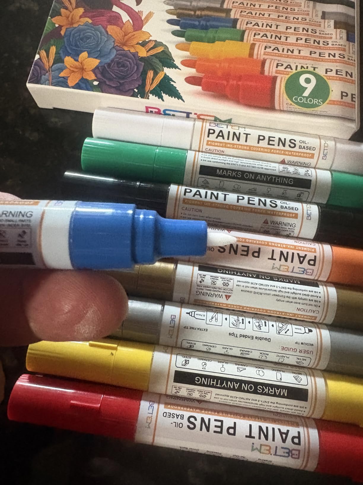 Betem 4 Oil Based Black White Paint Pens, Permanent Fabric Paint Markers customer photo 2