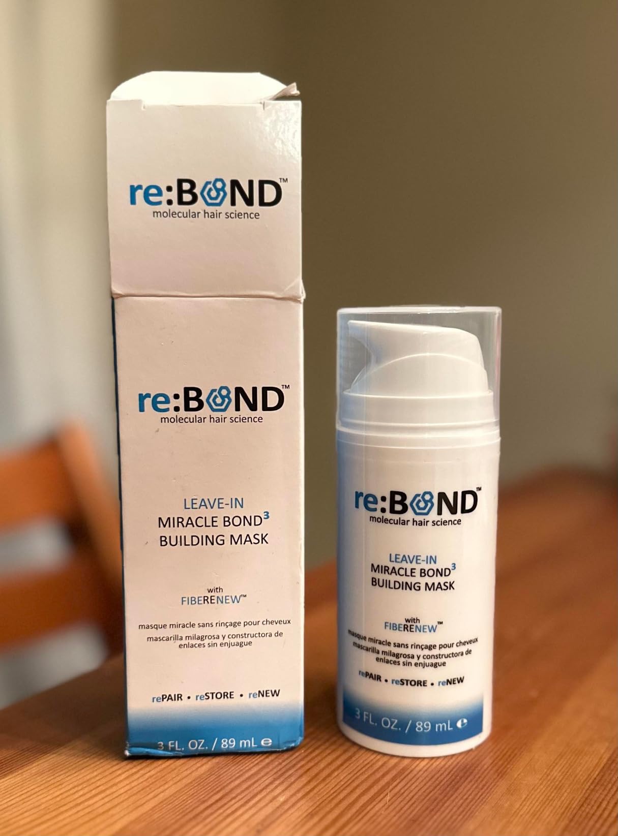 reBOND Leave-in Miracle Bond Building Hair Mask- 4 minute Repair Treatment Deep Conditioning for Bleached, Damaged, Dry, Colored or Frizzy Hair - Set includes: 3oz + .34oz customer photo 2