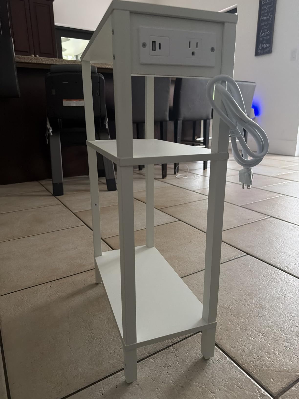 TUTOTAK Narrow Side Table, 2-Tier Small End Table with Charging Station customer photo 2