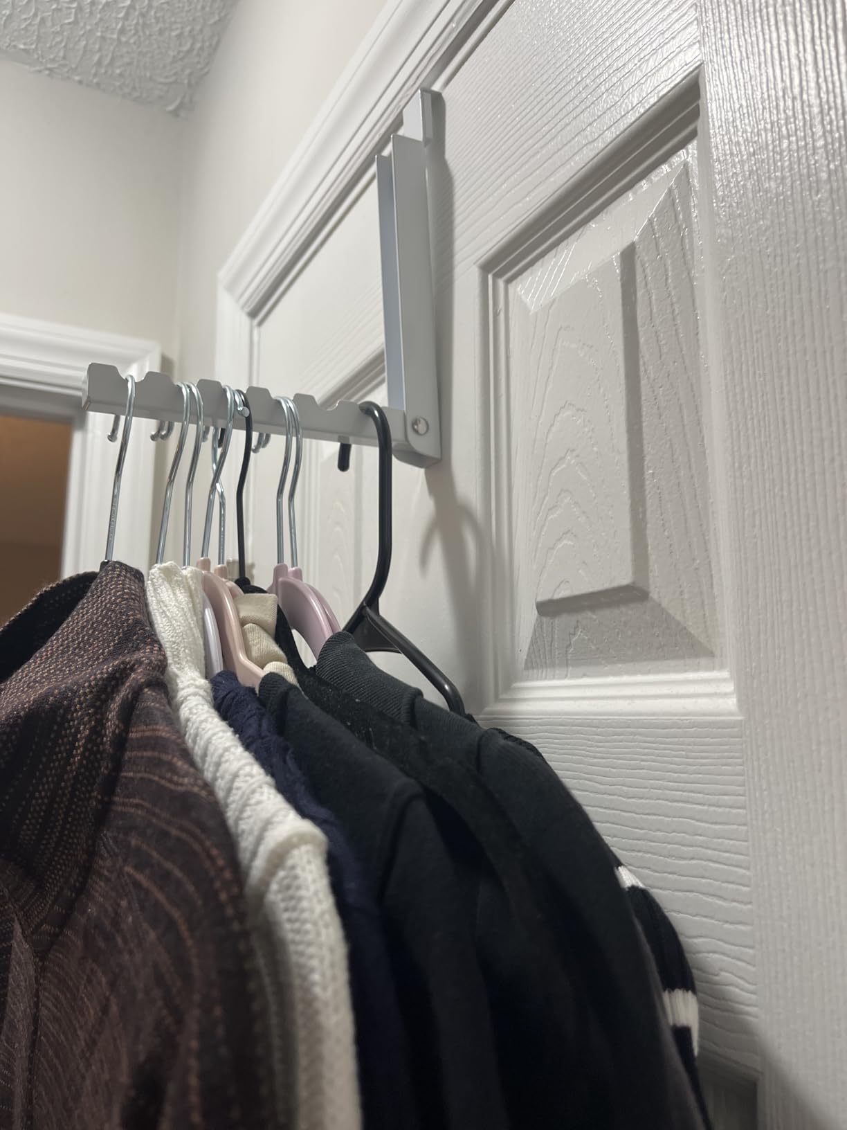 BAKON Over The Door Hanger Folding Clothes Drying Rack, Folding Hanging Coat Rack for Indoor Laundry Room Compact Small Space Foldable Portable Clothing Hanger Hook Collapsible- 2 Pack customer photo 1
