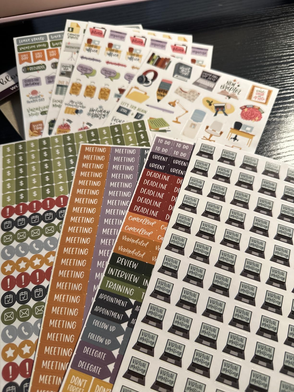 bloom daily planners Workday Essentials Planner Stickers - Productivity Variety Pack for Business Professionals - 8 Sheets / 802 Stickers - Meetings, Deadlines, Payday Icons for Work & Office customer photo 2