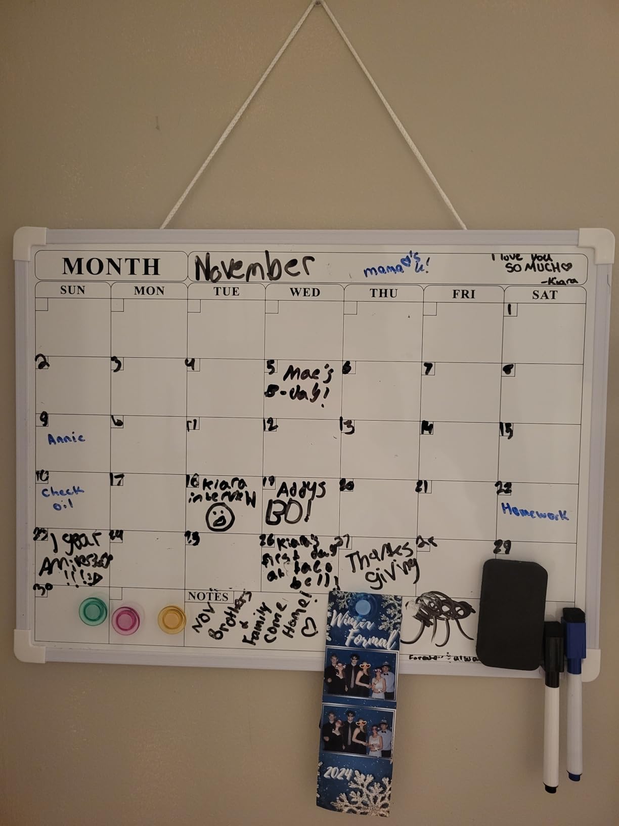 Monthly Whiteboard Calendar for Wall, Small 16