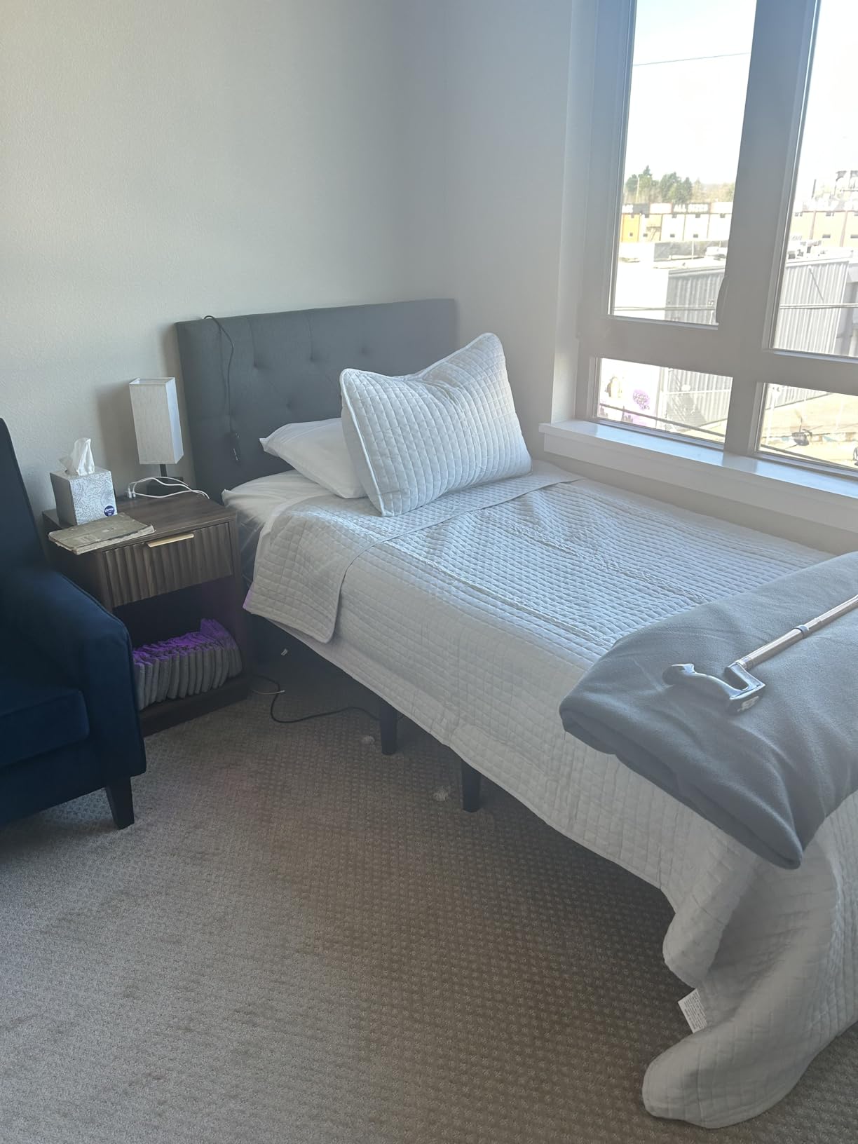 Linen Headboard Queen Size Only, Adjustable Height 37-51 in, Light Gray customer photo 2