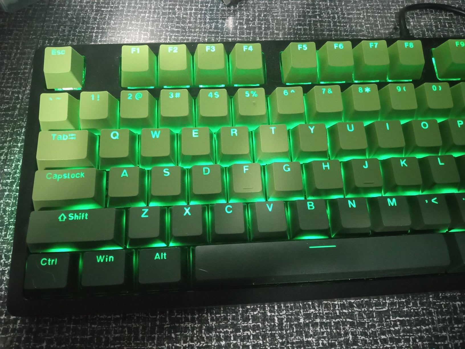 Guffercty kred 150 Keys ASA Keycap PBT Double-Shot Custom Keycaps Set with 6.25u and Split Spacebar for ANSI & ISO Layout MX Switches Mechanical Keyboard (ASA-Carbon) customer photo 2