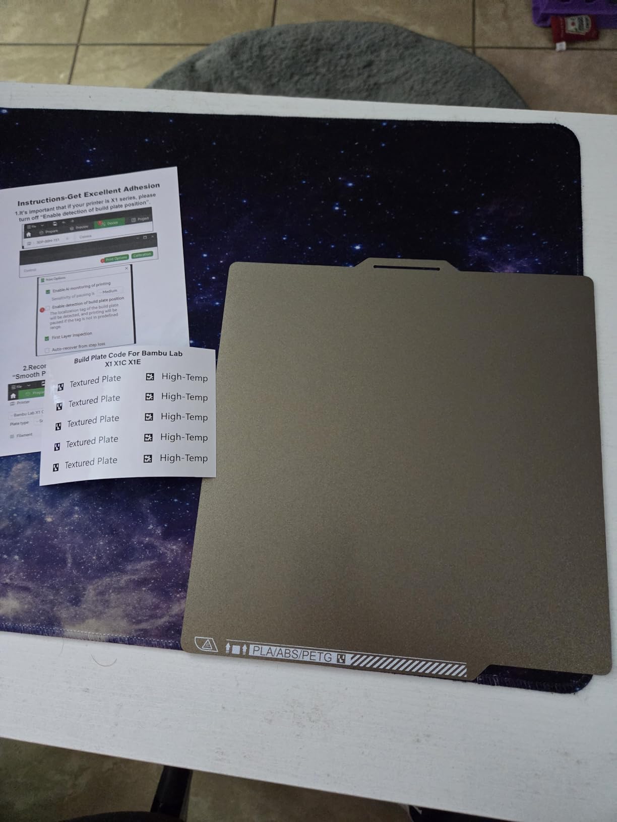 IdeaFormer-3D P1S A1 Textured PEI Build Plate with QR Code for Bambu Lab 256x256mm, Good Adhesion X1 X1C PEI Sheet PLA PETG ABS Spring Steel Bed Plate for Bambu Labs P2S P1P P1S A1 X1 Carbon customer photo 1