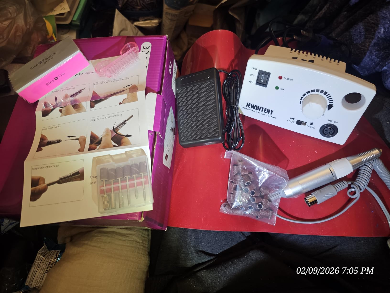 JEWHITENY Portable Nail Drill SG717 Electric Nail File,45000RPM Professional Rechargeable Nail E-File Machine for Acrylic Gel Nails,Remove Nail Gel Polish(Purple) customer photo 1