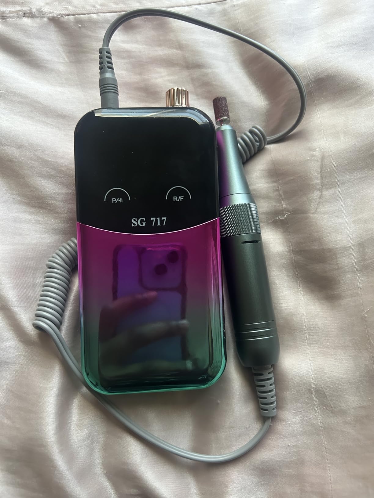 JEWHITENY Portable Nail Drill SG717 Electric Nail File,45000RPM Professional Rechargeable Nail E-File Machine for Acrylic Gel Nails,Remove Nail Gel Polish(Purple) customer photo 2
