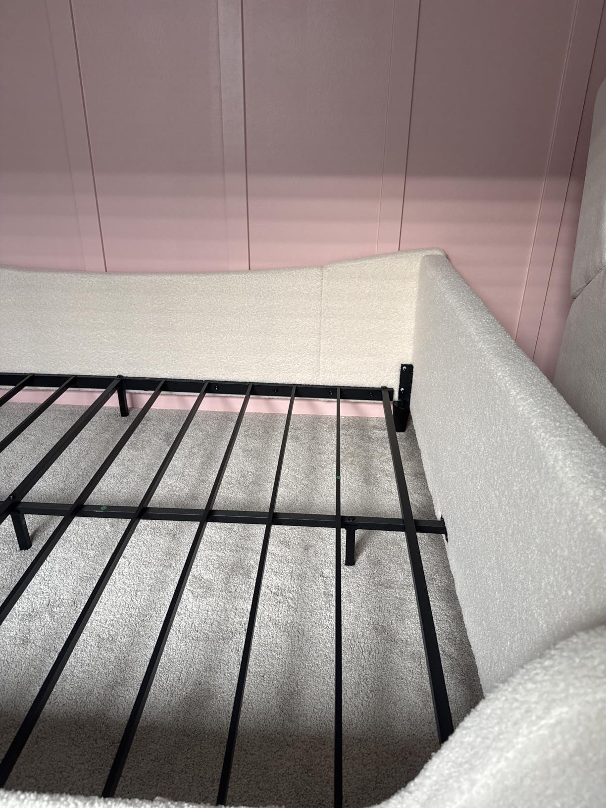 Twin Floor Bed, Low Montessori 2-in-1 Beds, Slats, High Rails, Upholstered customer photo 1