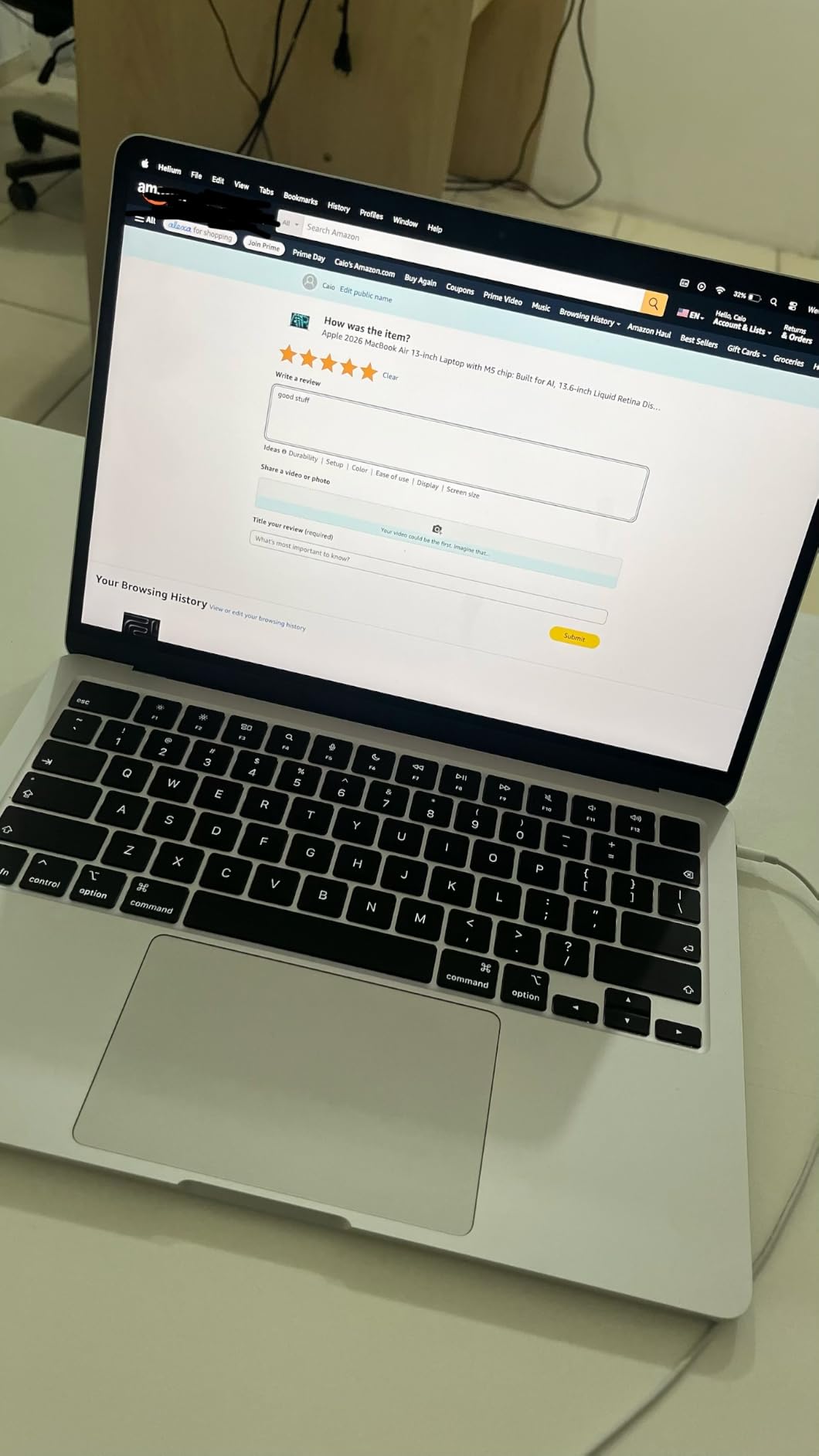 Apple 2026 MacBook Air 13-inch Laptop with M5 chip: Built for AI, 13.6-inch Liquid Retina Display, 24GB Unified Memory, 1TB SSD, 12MP Center Stage Camera, Touch ID, Wi-Fi 7; Sky Blue customer photo 1