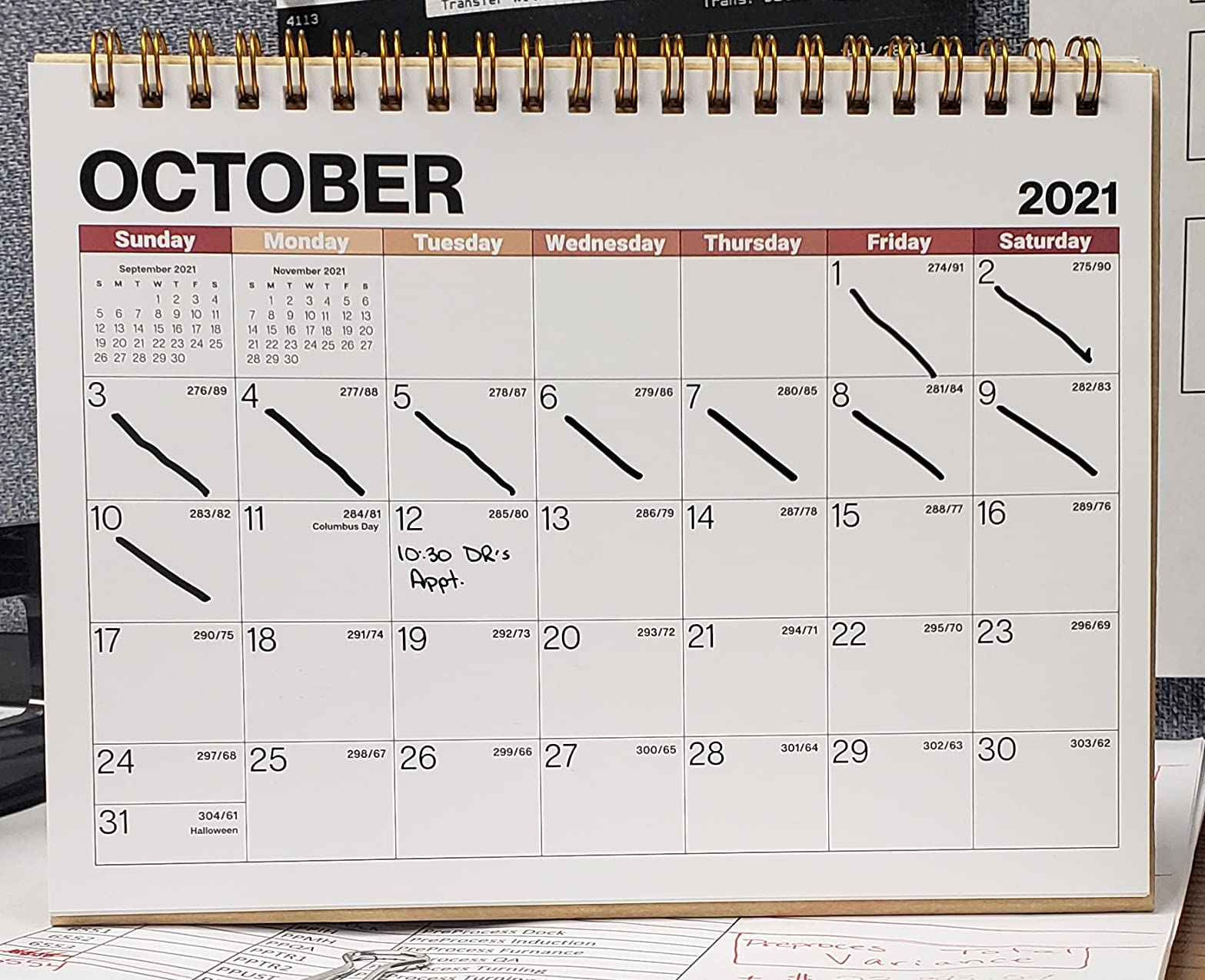 Dunwell 12 Months Small Standing Desk Calendar 2027 (Blue), 8x6