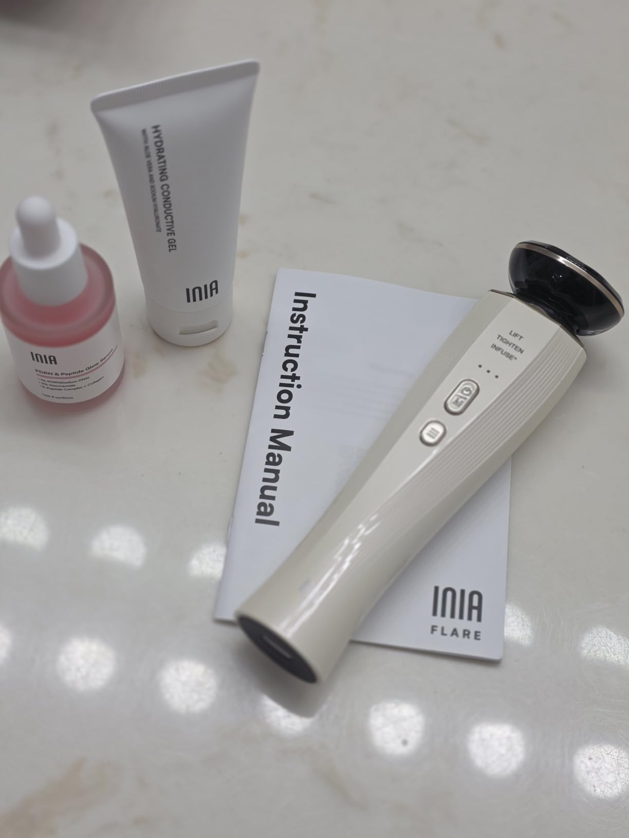 INIA FLARE 3-in-1 Microcurrent Facial Device Red Light Therapy for Face customer photo 1
