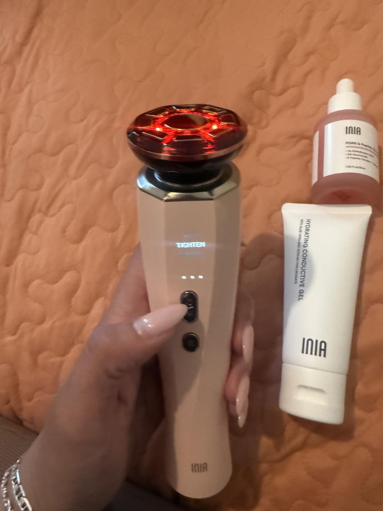 INIA FLARE 3-in-1 Microcurrent Facial Device Red Light Therapy for Face customer photo 2
